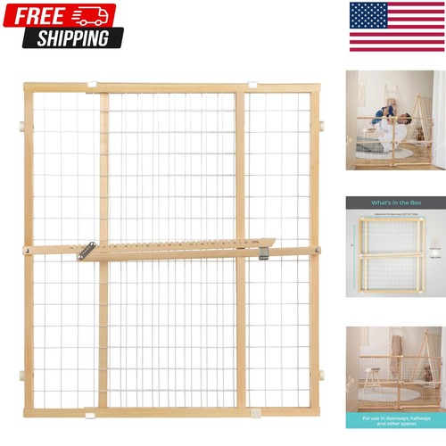 Mesh wooden baby gate - wooden,